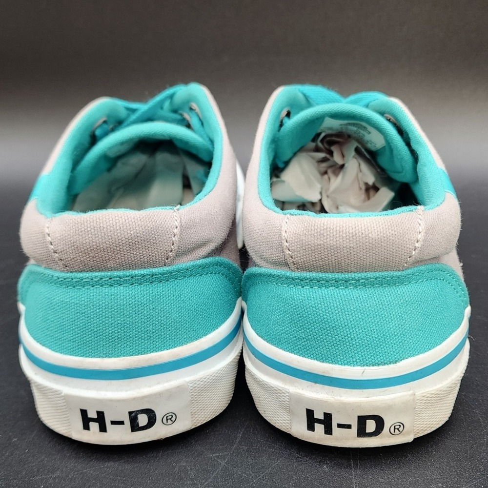 Harley-Davidson 7 Grey Teal Canvas Low Top Sneakers Biker Skater Casual Walking - Picture 6 of 8